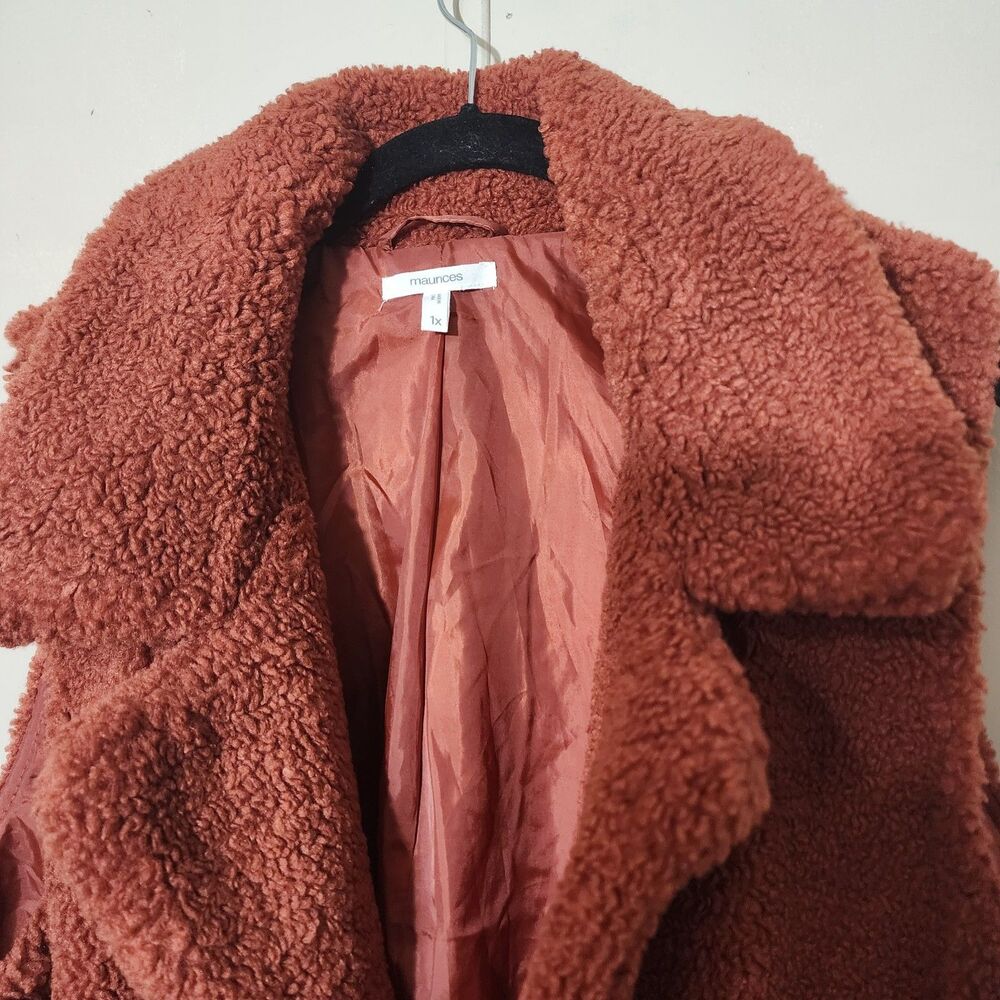 Maurices Fall Orange Rust Sleeveless Soft Fuzzy Sherpa Vest Size 1X - Picture 8 of 12